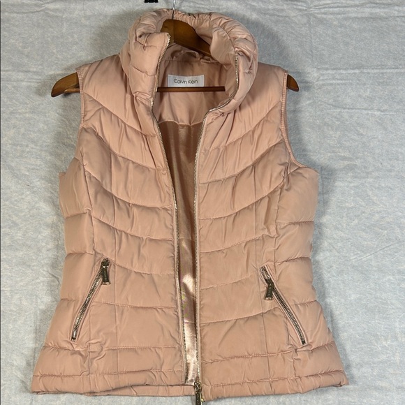 Calvin Klein Jackets & Blazers - Calvin Klein Puffer Vest Womens Blush Pink Quilted‎ Zip Pockets Stand Collar